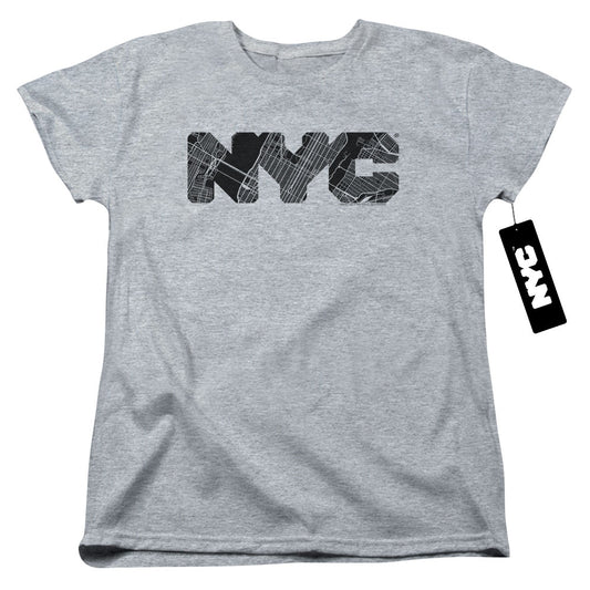 New York City Nyc Map Fill Womens T Shirt Athletic Heather