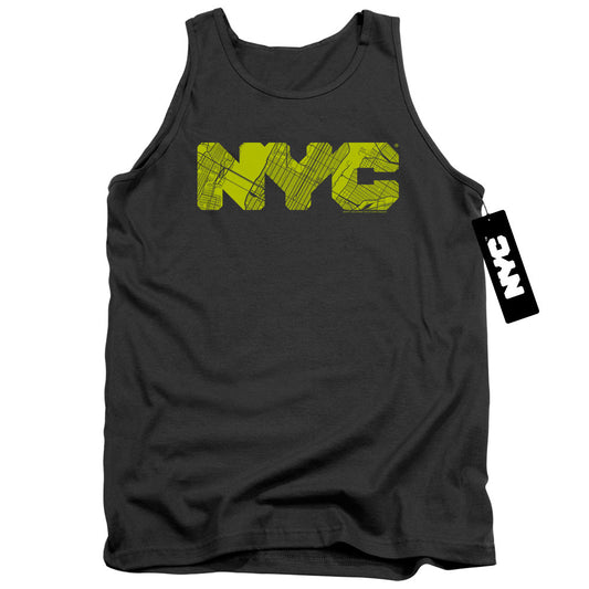 New York City Nyc Map Fill Mens Tank Top Shirt Charcoal