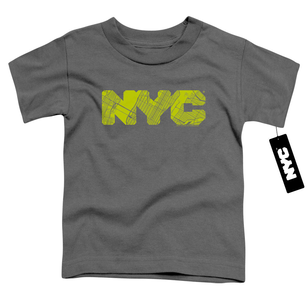 New York City Nyc Map Fill Toddler Kids Youth T Shirt Charcoal