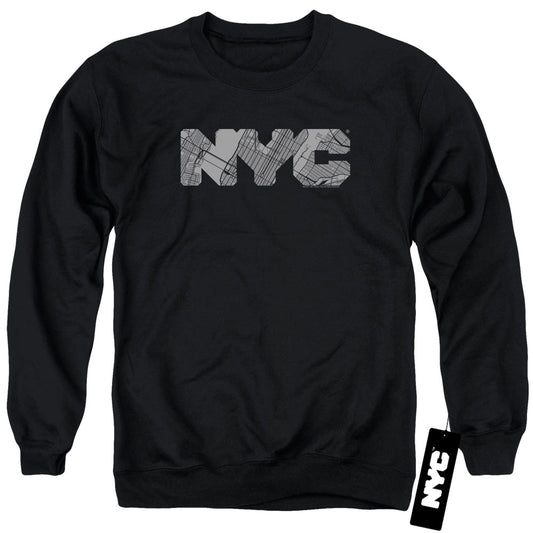 New York City Nyc Map Fill Mens Crewneck Sweatshirt Black