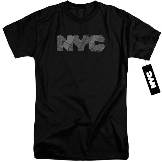 New York City Nyc Map Fill Mens Tall T Shirt Black