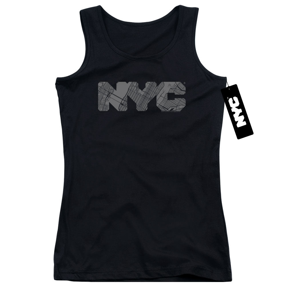 New York City Nyc Map Fill Womens Tank Top Shirt Black