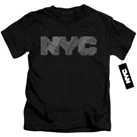 New York City Nyc Map Fill Juvenile Kids Youth T Shirt Black