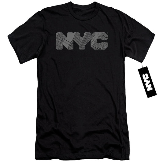 New York City Nyc Map Fill Premium Bella Canvas Slim Fit Mens T Shirt Black