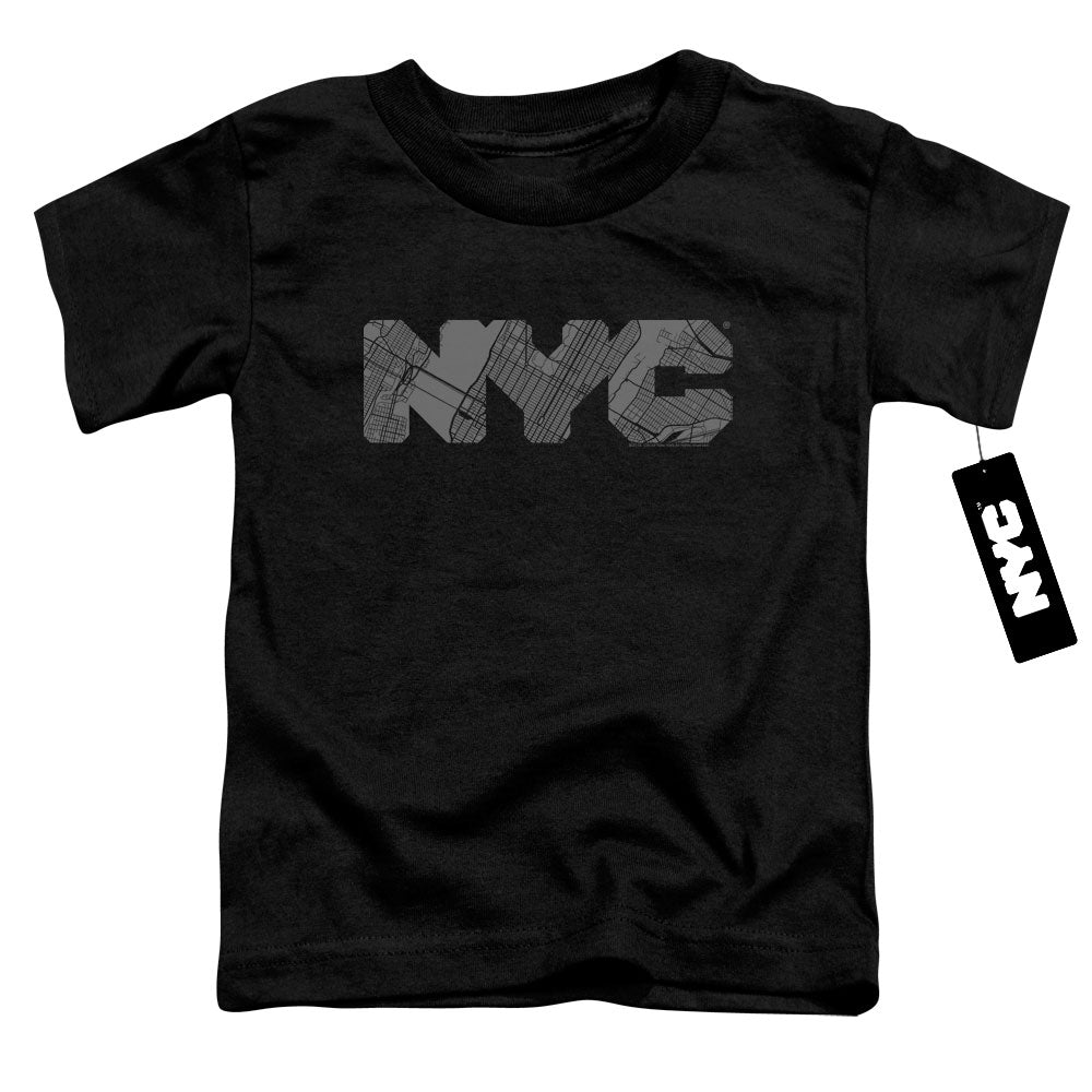 New York City Nyc Map Fill Toddler Kids Youth T Shirt Black