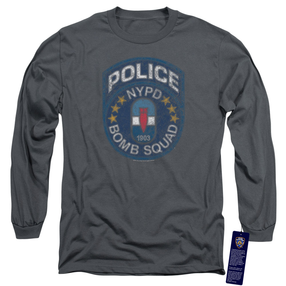 New York City Bomb Squad Mens Long Sleeve Shirt Charcoal