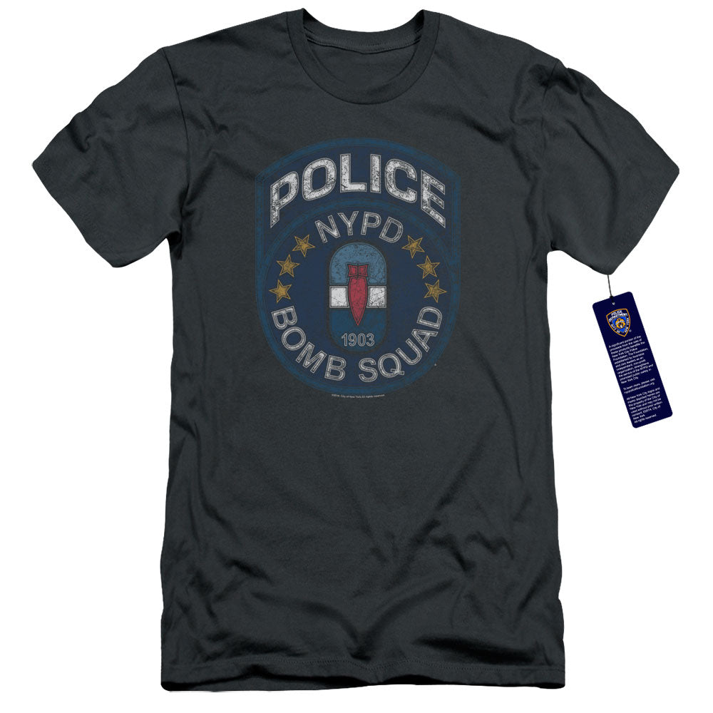 New York City Bomb Squad Slim Fit Mens T Shirt Charcoal