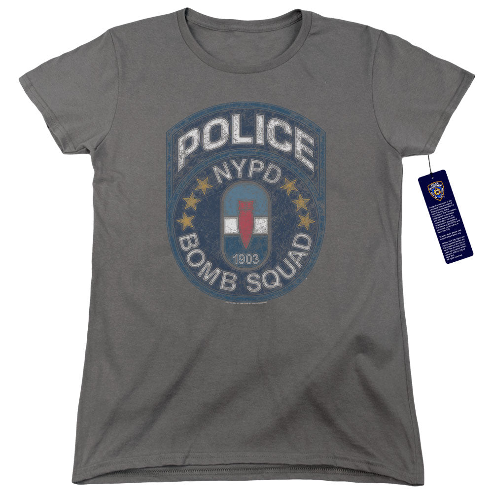 New York City Bomb Squad Womens T Shirt Charcoal