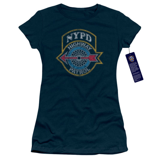 New York City Highway Patrol Junior Sheer Cap Sleeve Womens T Shirt Navy