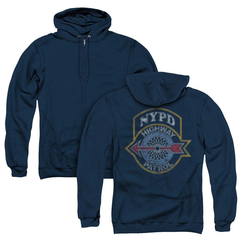 New York City Highway Patrol Back Print Zipper Mens Hoodie Navy