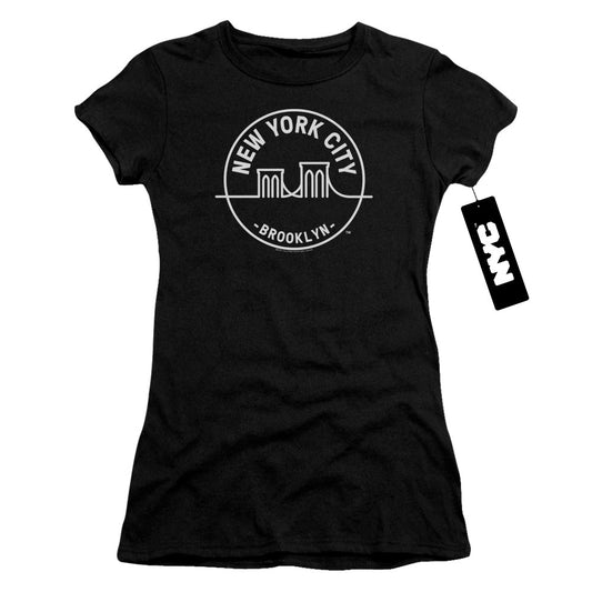 New York City See Nyc Brooklyn Junior Sheer Cap Sleeve Womens T Shirt Black