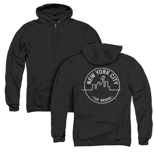 New York City See Nyc Bronx Back Print Zipper Mens Hoodie Black