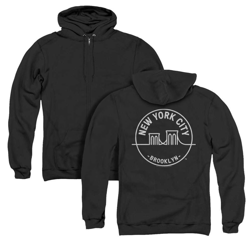 New York City See Nyc Brooklyn Back Print Zipper Mens Hoodie Black