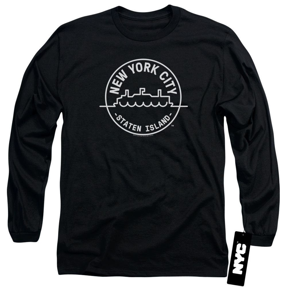 New York City See Nyc Staten Island Mens Long Sleeve Shirt Black