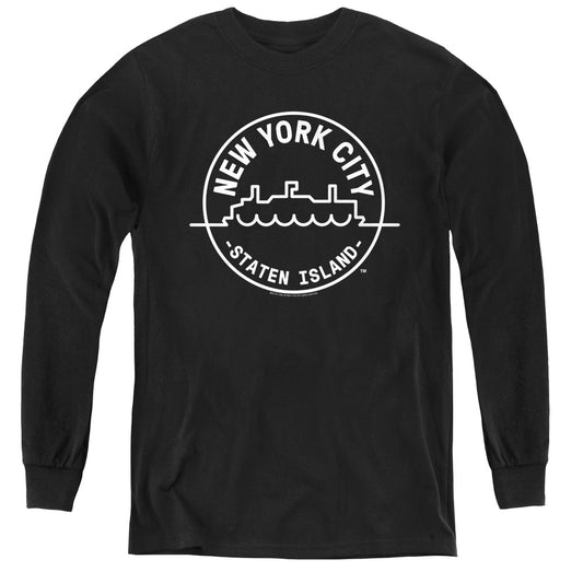 New York City See Nyc Staten Island Long Sleeve Kids Youth T Shirt Black