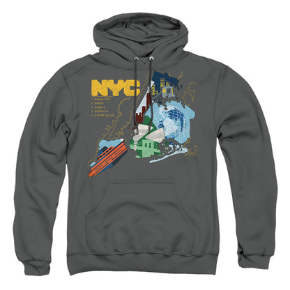 New York City Five Boroughs Mens Hoodie Charcoal