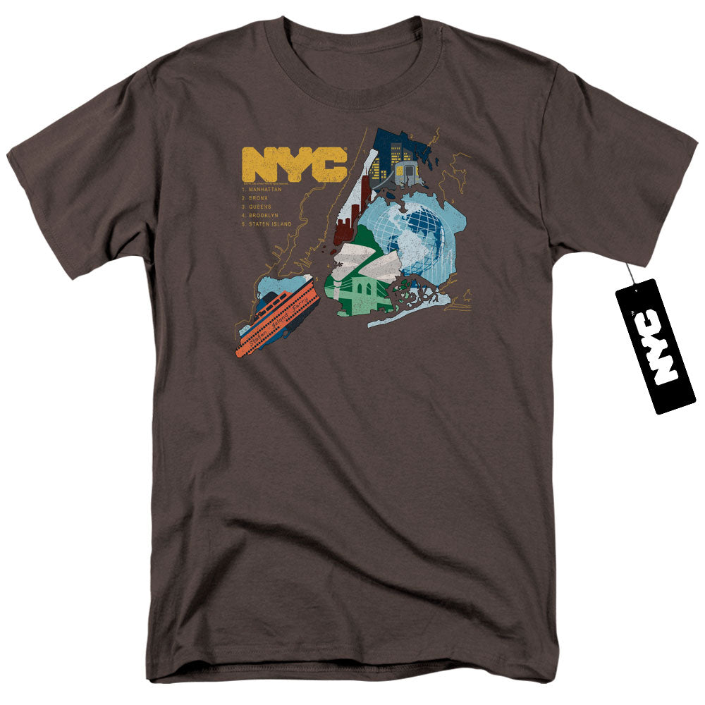 New York City Five Boroughs Mens T Shirt Charcoal