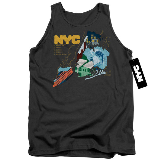 New York City Five Boroughs Mens Tank Top Shirt Charcoal