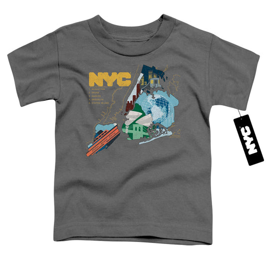 New York City Five Boroughs Toddler Kids Youth T Shirt Charcoal