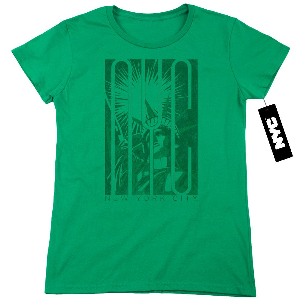 New York City Liberty Womens T Shirt Kelly Green