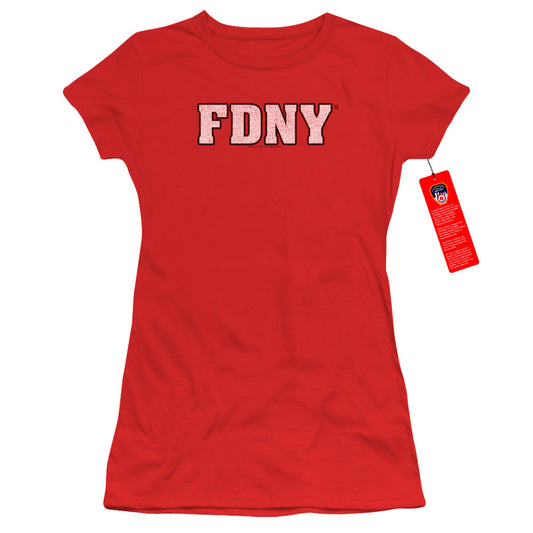 New York City Fdny Junior Sheer Cap Sleeve Womens T Shirt Red