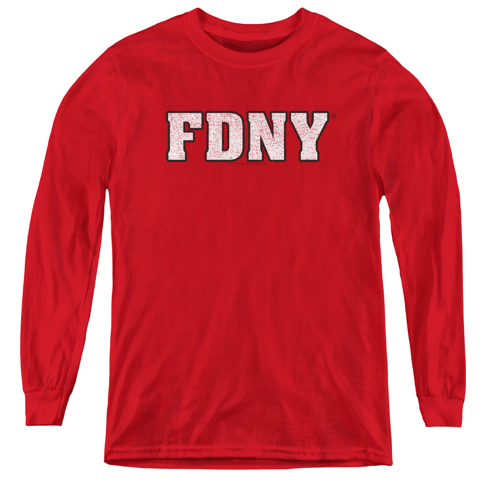 New York City Fdny Long Sleeve Kids Youth T Shirt Red