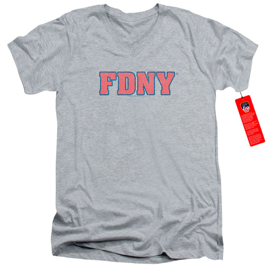 New York City Fdny Mens Slim Fit V Neck T Shirt Athletic Heather