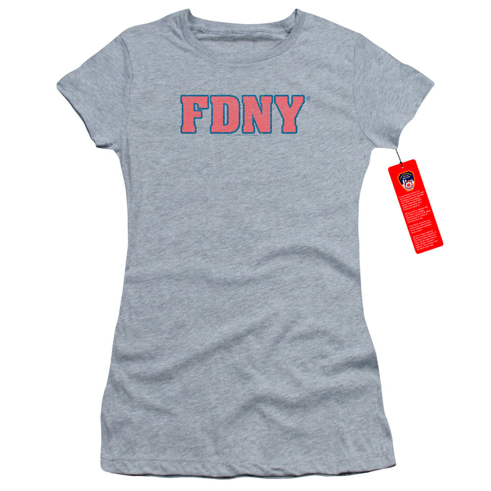 New York City Fdny Junior Sheer Cap Sleeve Womens T Shirt Athletic Heather