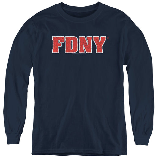 New York City Fdny Long Sleeve Kids Youth T Shirt Navy