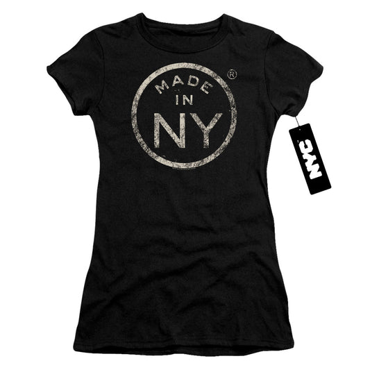 New York City Ny Made Junior Sheer Cap Sleeve Womens T Shirt Black