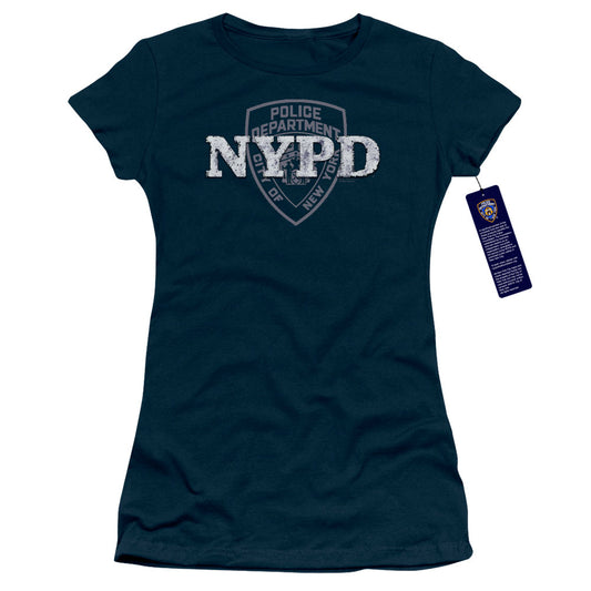 New York City Nypd Junior Sheer Cap Sleeve Womens T Shirt Navy