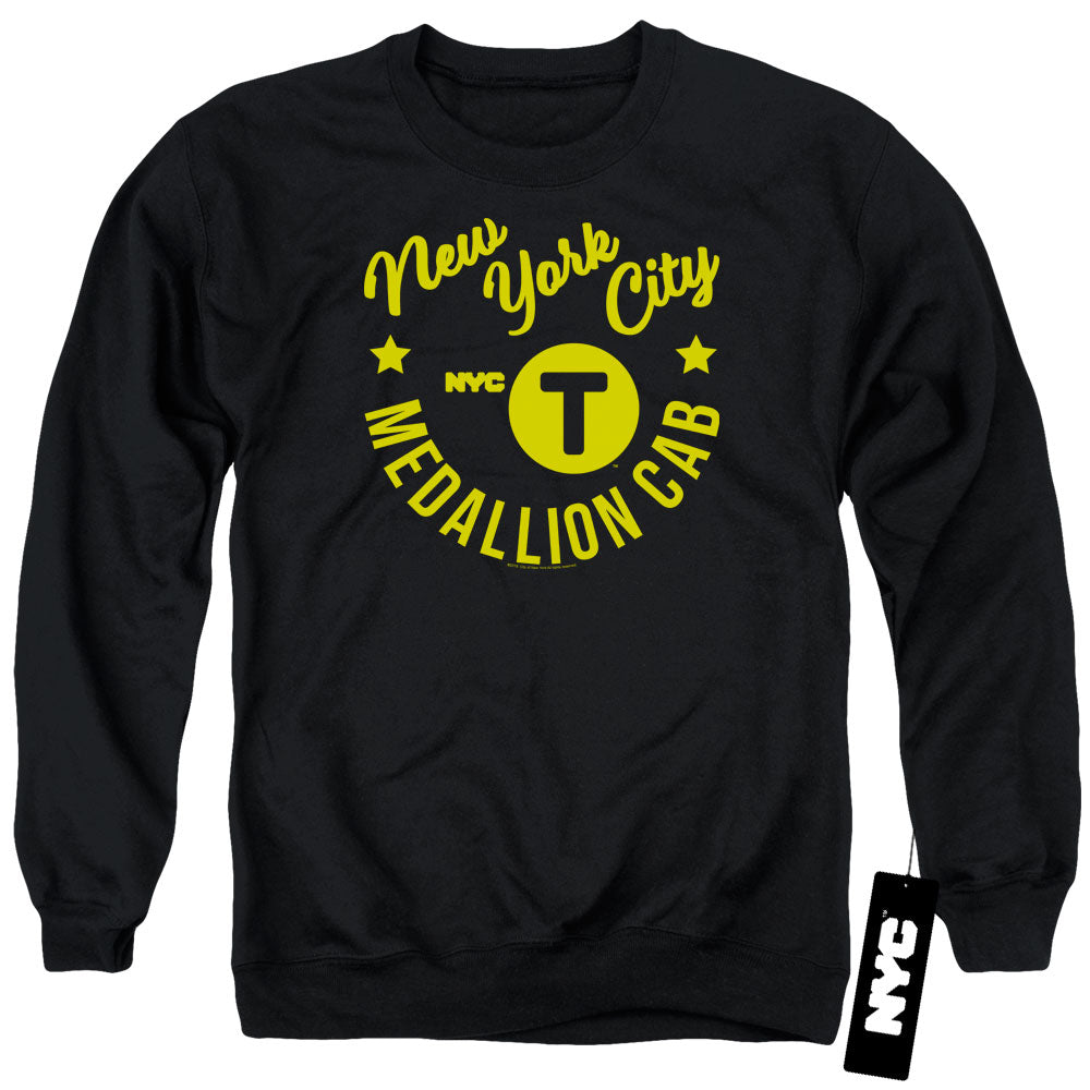 New York City Nyc Hipster Taxi Tee Mens Crewneck Sweatshirt Black