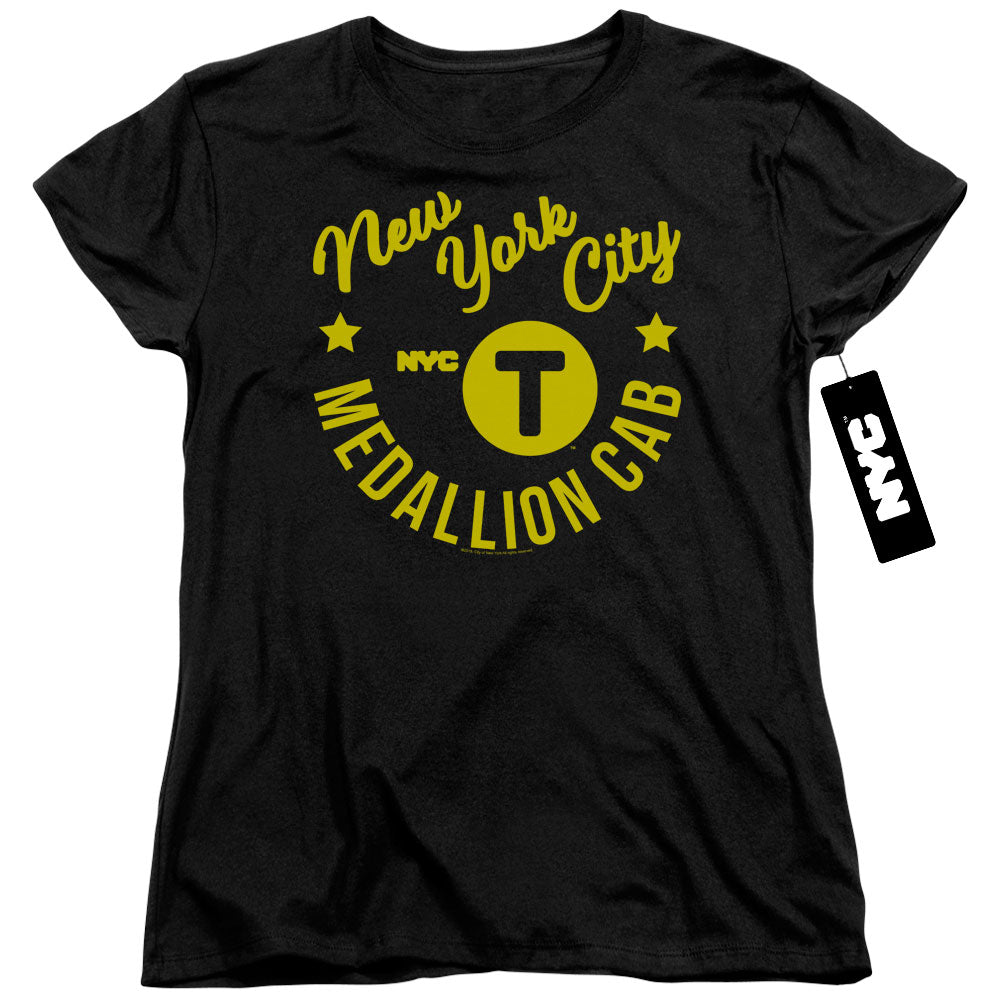 New York City Nyc Hipster Taxi Tee Womens T Shirt Black