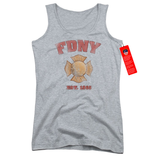 New York City Fdny Vintage Badge Womens Tank Top Shirt Athletic Heather