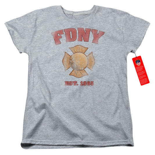 New York City Fdny Vintage Badge Womens T Shirt Athletic Heather