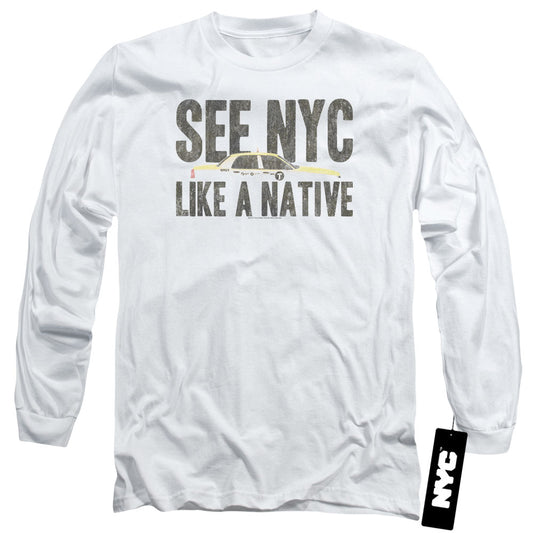 New York City Nyc Like A Native Mens Long Sleeve Shirt White