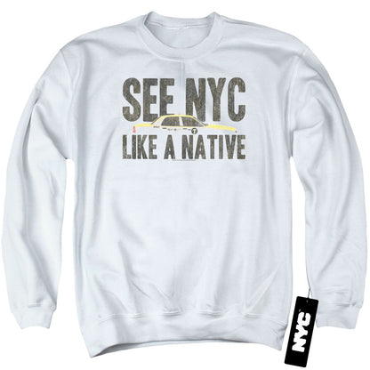 New York City Nyc Like A Native Mens Crewneck Sweatshirt White