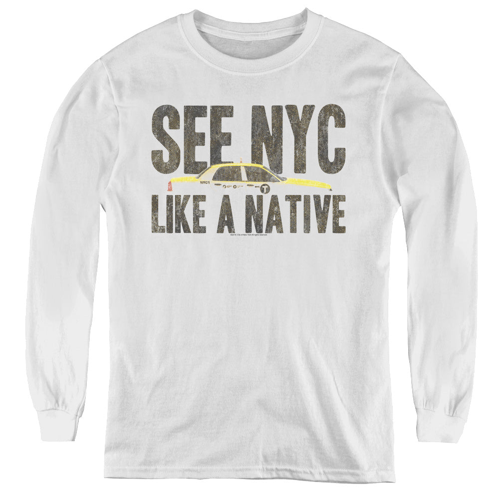 New York City Nyc Like A Native Long Sleeve Kids Youth T Shirt White