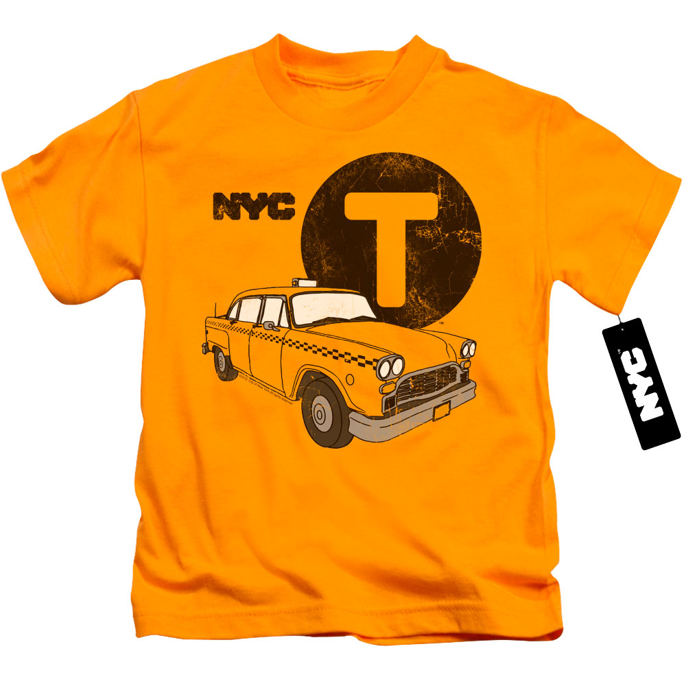 New York City Yellow Cab Juvenile Kids Youth T Shirt Gold