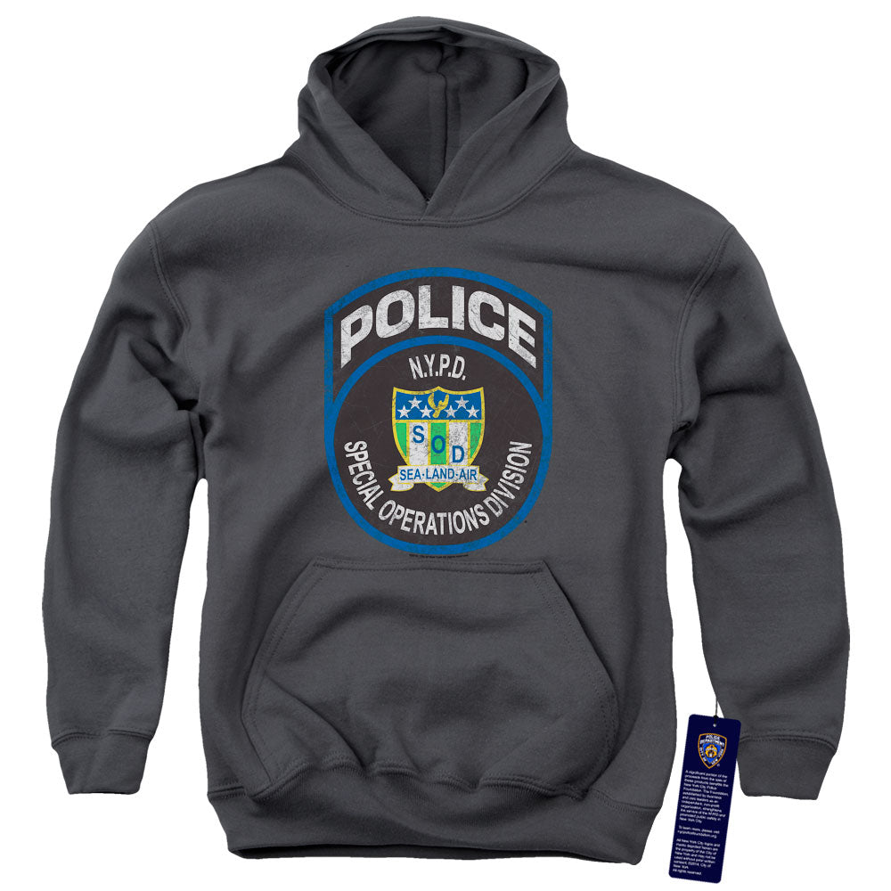 New York City Special Ops Kids Youth Hoodie Charcoal