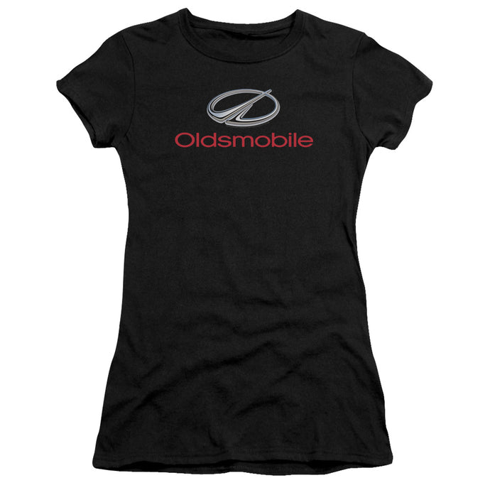 Oldsmobile Modern Logo Junior Sheer Cap Sleeve Womens T Shirt Black