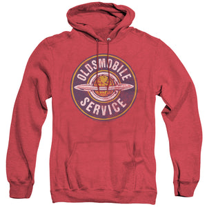 Oldsmobile Vintage Service Mens Heather Hoodie Red