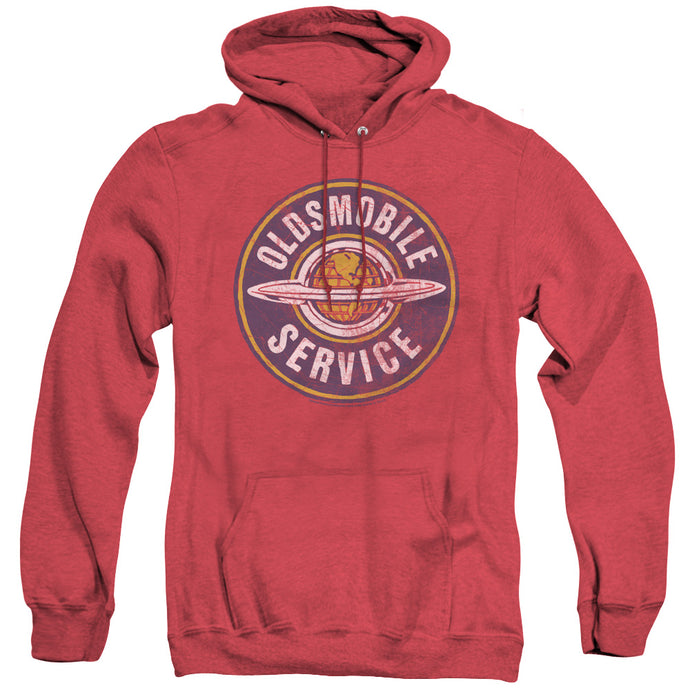 Oldsmobile Vintage Service Heather Mens Hoodie Red