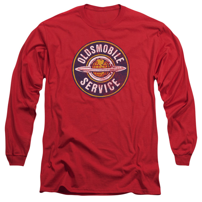 Oldsmobile Vintage Service Mens Long Sleeve Shirt Red