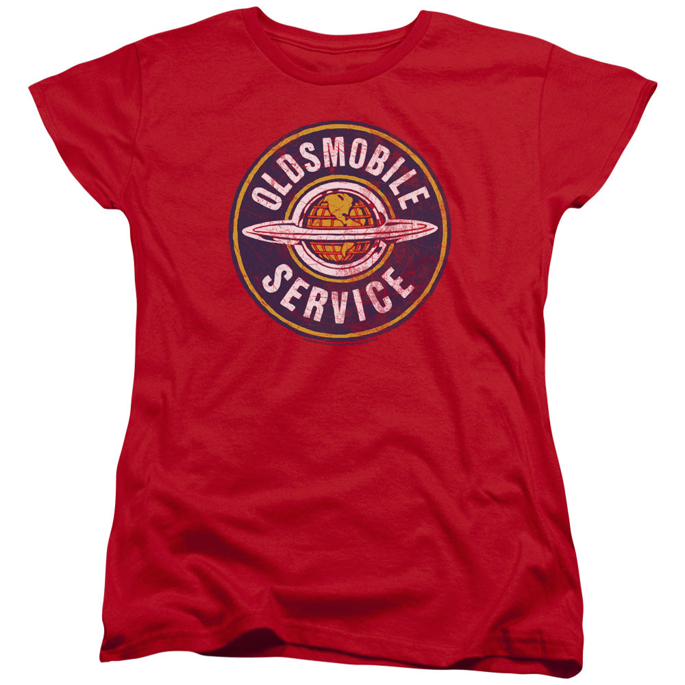 Oldsmobile Vintage Service Womens T Shirt Red