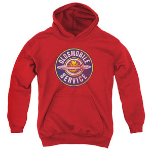 Oldsmobile Vintage Service Kids Youth Hoodie Red