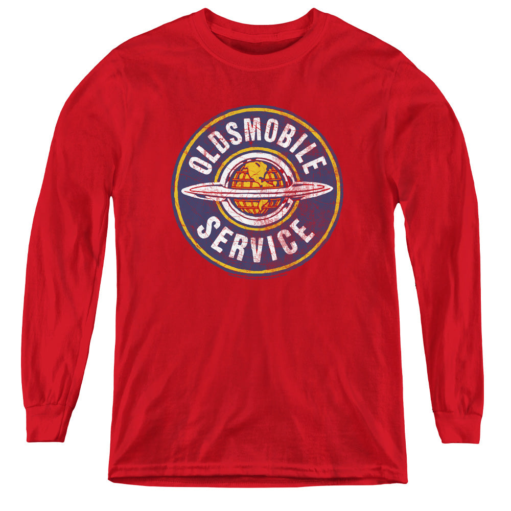 Oldsmobile Vintage Service Long Sleeve Kids Youth T Shirt Red