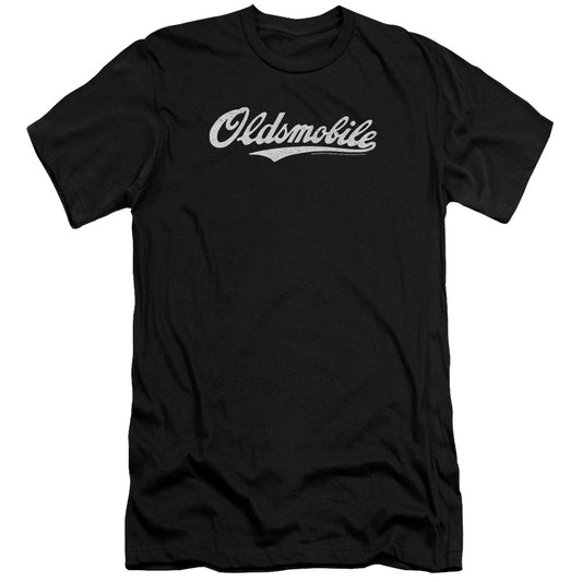 Oldsmobile Oldsmobile Cursive Logo Premium Bella Canvas Slim Fit Mens T Shirt Black