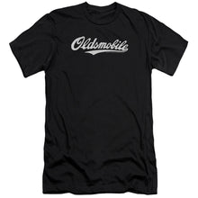 Load image into Gallery viewer, Oldsmobile Oldsmobile Cursive Logo Premium Bella Canvas Slim Fit Mens T Shirt Black