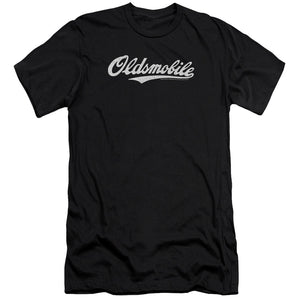 Oldsmobile Oldsmobile Cursive Logo Premium Bella Canvas Slim Fit Mens T Shirt Black